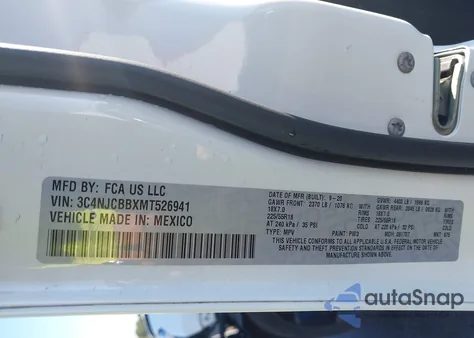 2021 Jeep Compass Altitude Fwd z USA, uszkodzony, nr VIN 3C4NJCBBXMT526941